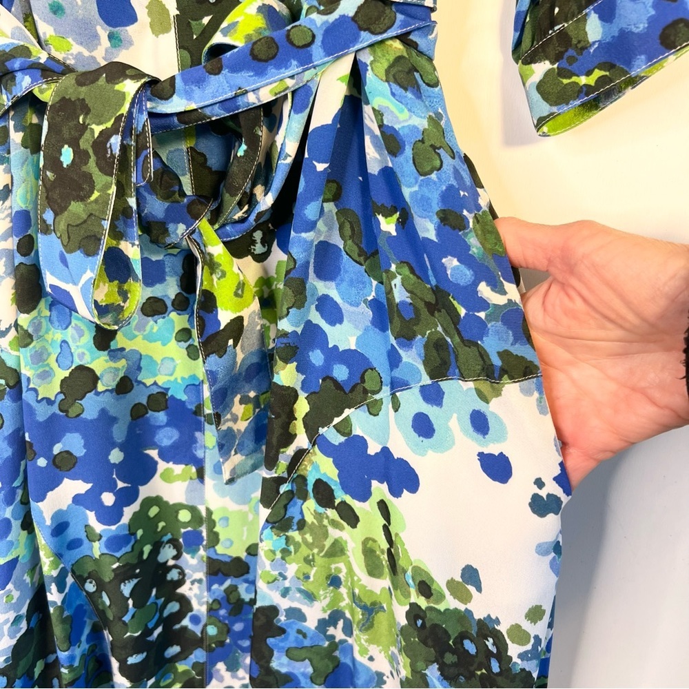 STELLA MCCARTNEY Olivia Floral Silk Shirt Midi Dress Blue - Picture 13 of 16